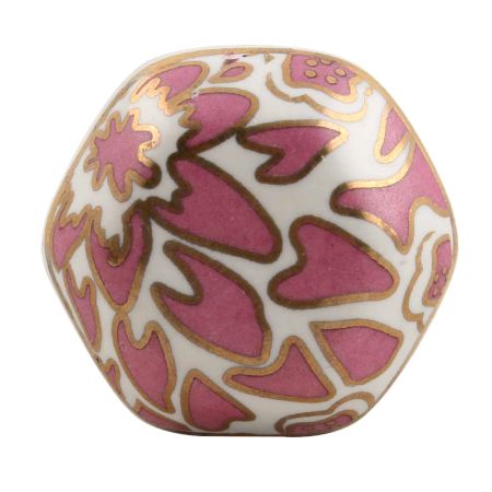 Pink Hexagon Small Ceramic Dresser Knob Online